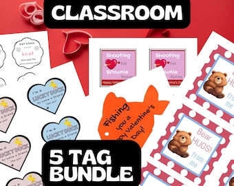 Valentine's Classroom Gift and Favor Tag Printable Bundle