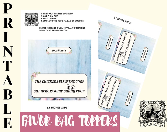 Easter Printable Favor Bag Toppers - 'Bunny Poop'