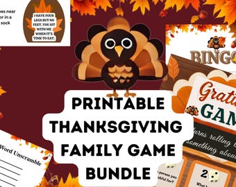 Thanksgiving Printable Party Game Bundle - 10 Festive Games for All Ages