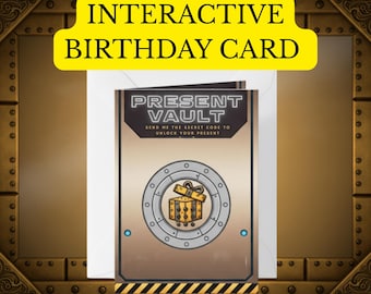 Interactive Gift Reveal Card, Printable Cipher Puzzle, Digital Present Vault Game