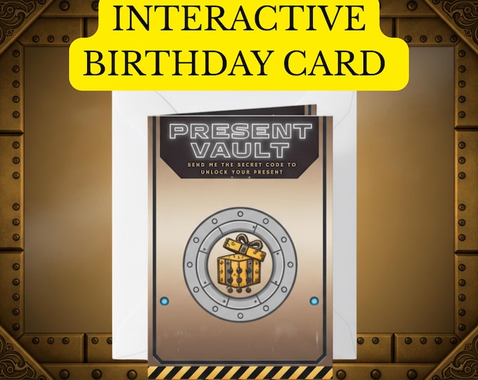 Interactive Gift Reveal Card, Printable Cipher Puzzle, Digital Present Vault Game