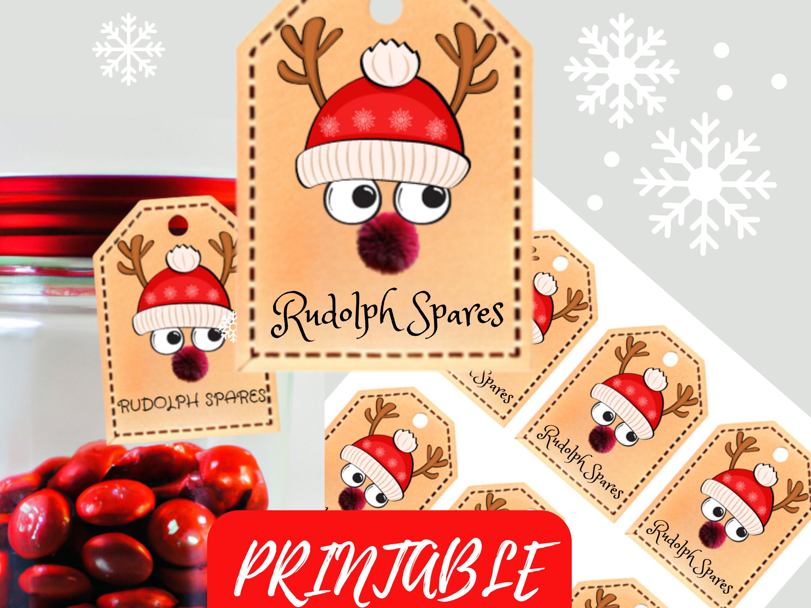 Rudolph Spares Printable Gift Tag for Candy Presents - Etsy