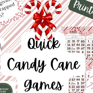 Quick Candy Cane Themed Printable Party Game Bundle
