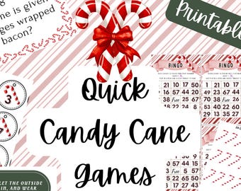 Quick Candy Cane Themed Printable Party Game Bundle