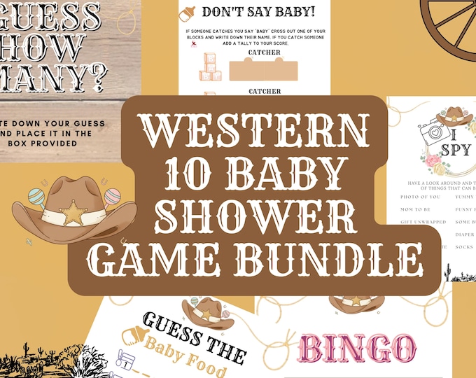 Western Themed Baby Shower Printable Game Bundle