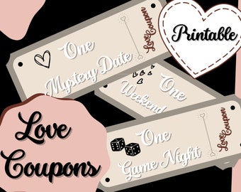 Romantic Coupons for Valentines Day, Anniversary, Birthday or any other romantic celebration printable