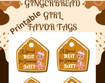 Gingerbread Girl Printable Favor Tag for Christmas Parties and Gifts