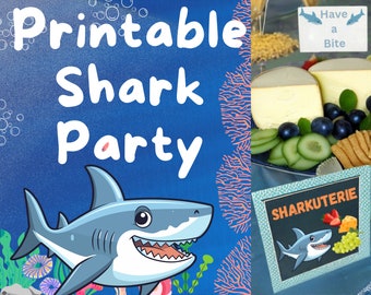 Shark Themed Party Signs for Birthdays, Showers, and Super Bowl Parties