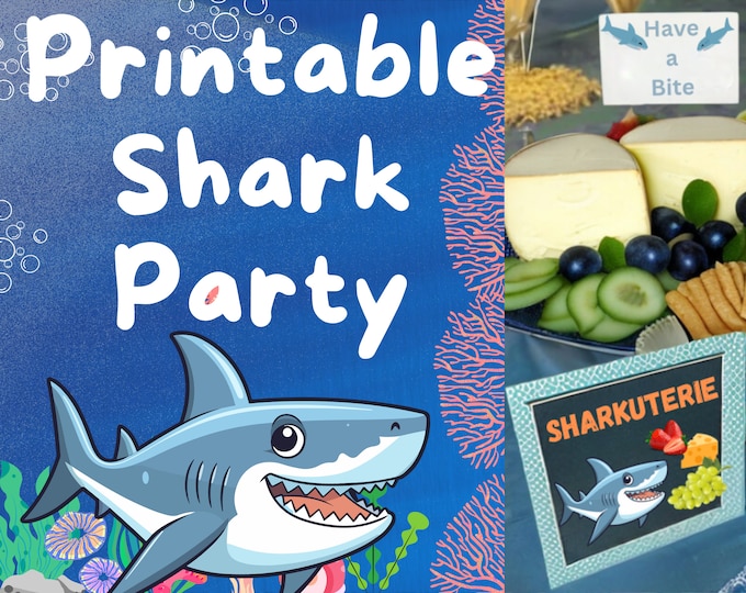 Shark Themed Party Signs for Birthdays, Showers, and Super Bowl Parties