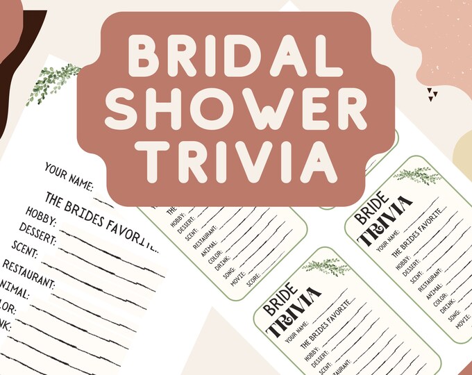 Bridal Shower Trivia Printable Game