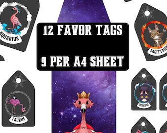 Printable Zodiac Favor Tags - Personalized Party Decor