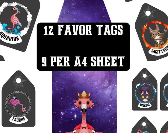 Printable Zodiac Favor Tags - Personalized Party Decor