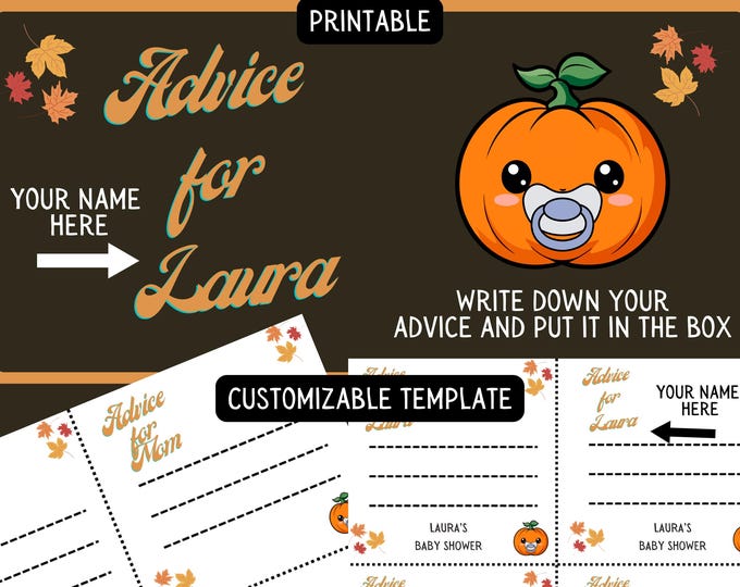 Customizable Advice for Mom Halloween themed baby shower printable activity