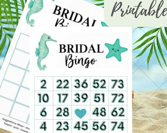 Beach Bridal Shower Bingo – Printable Game | Coastal Theme | Instant Download