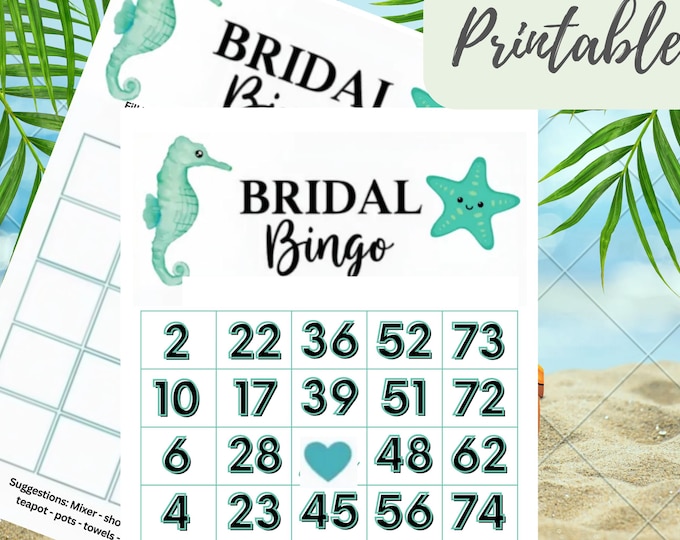 Beach Bridal Shower Bingo – Printable Game | Coastal Theme | Instant Download