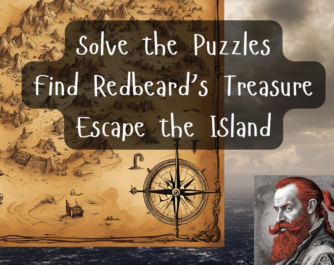 Redbeard's Treasure Scavenger Hunt Escape Room Printable Game