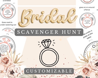 Bridal Scavenger Hunt Customizable Printable for your Bridal Shower or Wedding