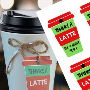 Thanks a Latte Printable Christmas Gift Tag image 1