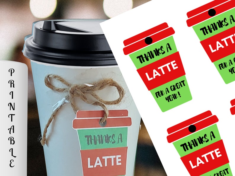 Thanks a Latte Printable Christmas Gift Tag image 1