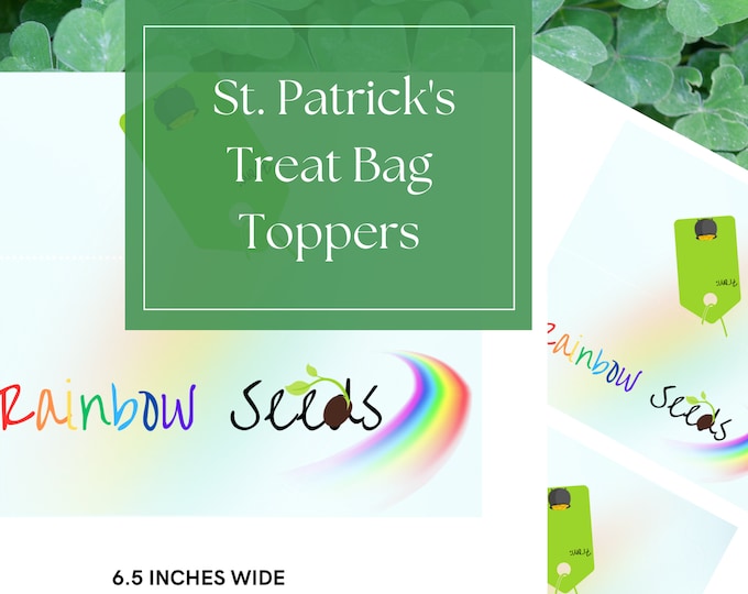 Rainbow Seeds Printable Treat Bag Toppers for St. Patricks Day