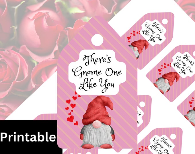 There's Gnome One Like You Printable Favor Tag for Valentine's Day