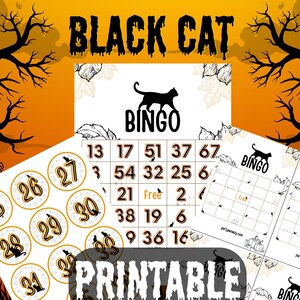 Black Cat Bingo Printable - Meowtastic Instant Download for Halloween