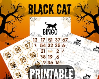 Black Cat Bingo Printable - Meowtastic Instant Download for Halloween