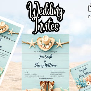 Western Coast Hochzeitseinladung - druckbare und anpassbare Design