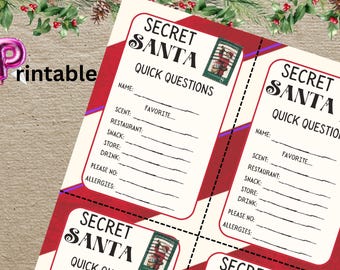 Secret Santa Printable Questionnaire Great form for work, family party, and friendly gatherings