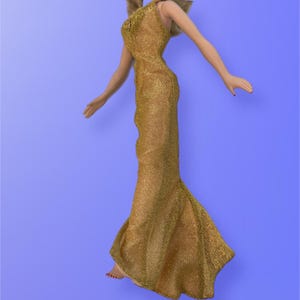 1995 Sparkly Gold Halter Dress 16” Gene Doll Clothes Lined Outfit Clothing 1940s