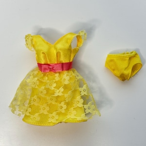 Vintage Barbie Doll Clothes 60s Vintage Barbie Doll Francie Repro Becky Dress Yellow Lace Most MOD Party 60s &#39;09
