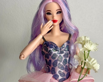 OOAK hybride Odile Barbie Doll MTM articulée articulée sirène vintage des années 80 Barbie vêtements Barbie violet cheveux Barbie lavande cheveux Barbie MTM