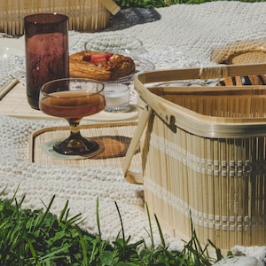 Vintage Bamboo Picnic Basket Sets