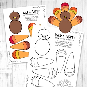 Thanksgiving Turkey Craft: Kids Gratitude Activity (Printable Digital Download)