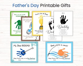 Father's Day Handprint Art Bundle: DIY Craft Cards (Digital Download)