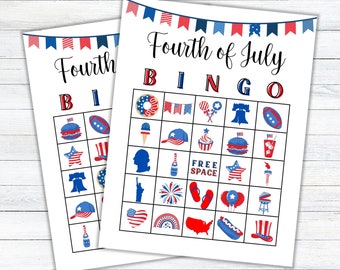 4th of July Bingo Game: Patriotic Party Fun (Printable PDF Digital Download)