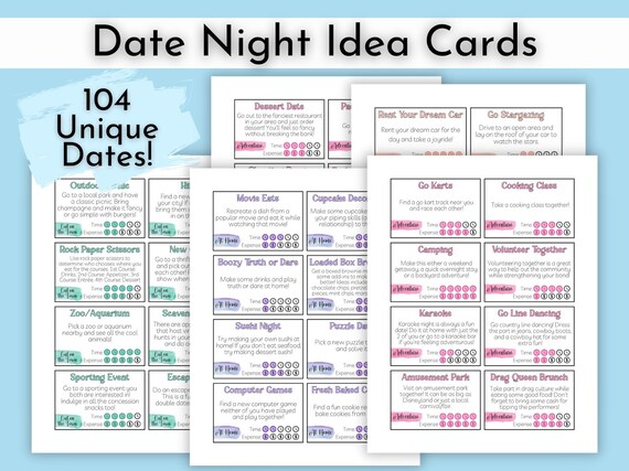 Date Idea Cards Printable Date Night Idea Cards Instant | Etsy
