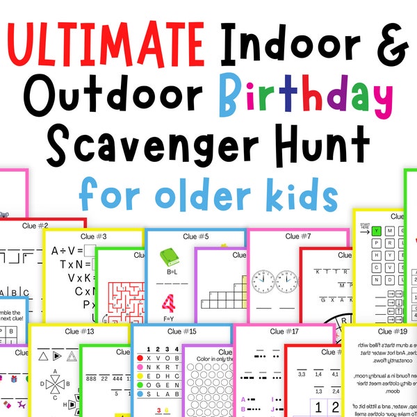 Ultimate Birthday Treasure Hunt for Teens, Indoor and Outdoor Scavenger Hunt, Treasure Hunt Clues, Teenager Birthday Games