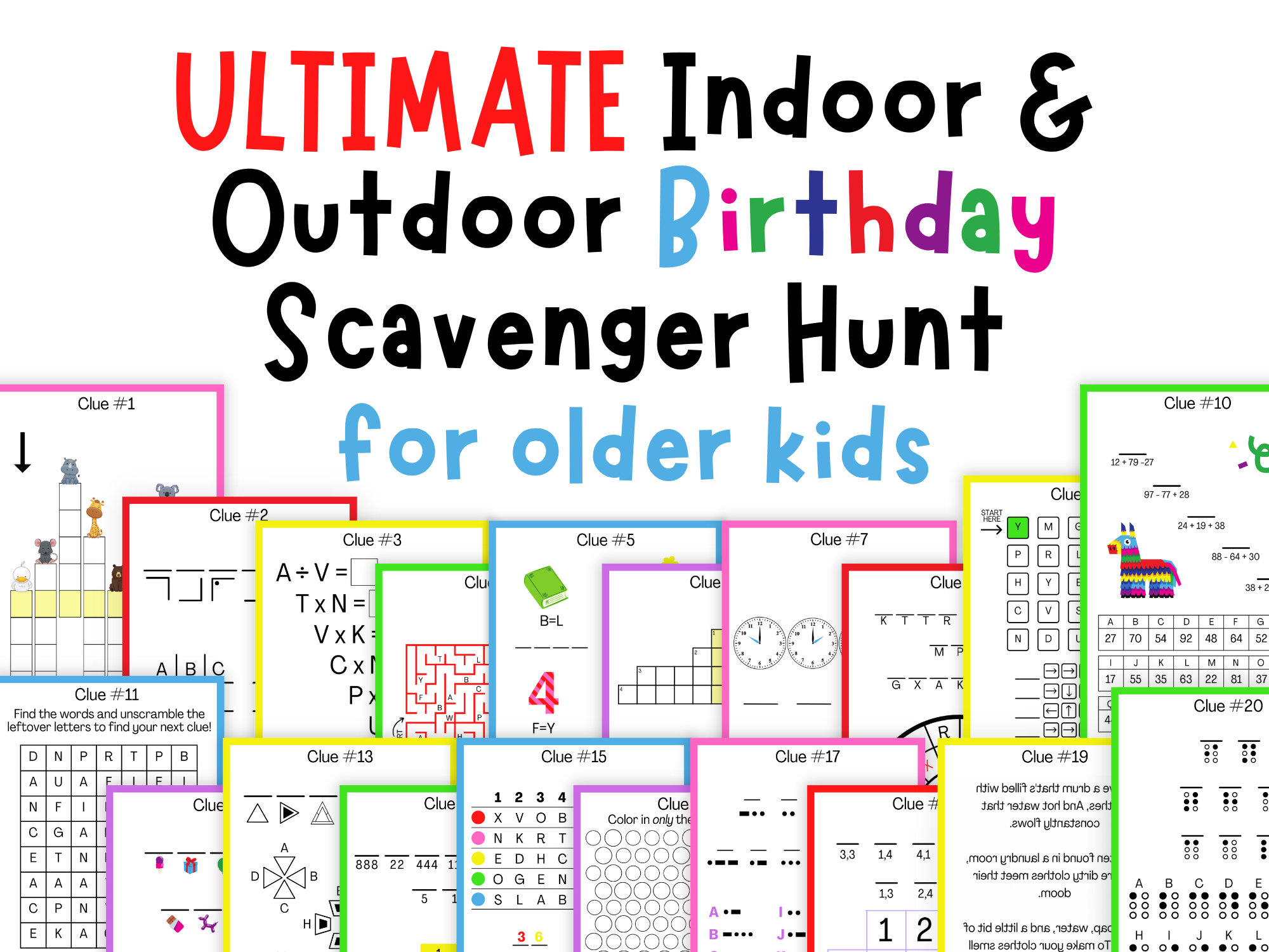 Ultimate Birthday Scavenger Hunt: Indoor and Outdoor Treasure Hunt (Printable PDF Digital Download)