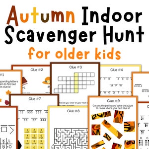Autumn Indoor Scavenger Hunt for Older Kids (Printable Digital Download)