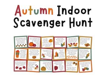 Autumn Indoor Scavenger Hunt: Kids Fall Activity (Printable Digital Download)