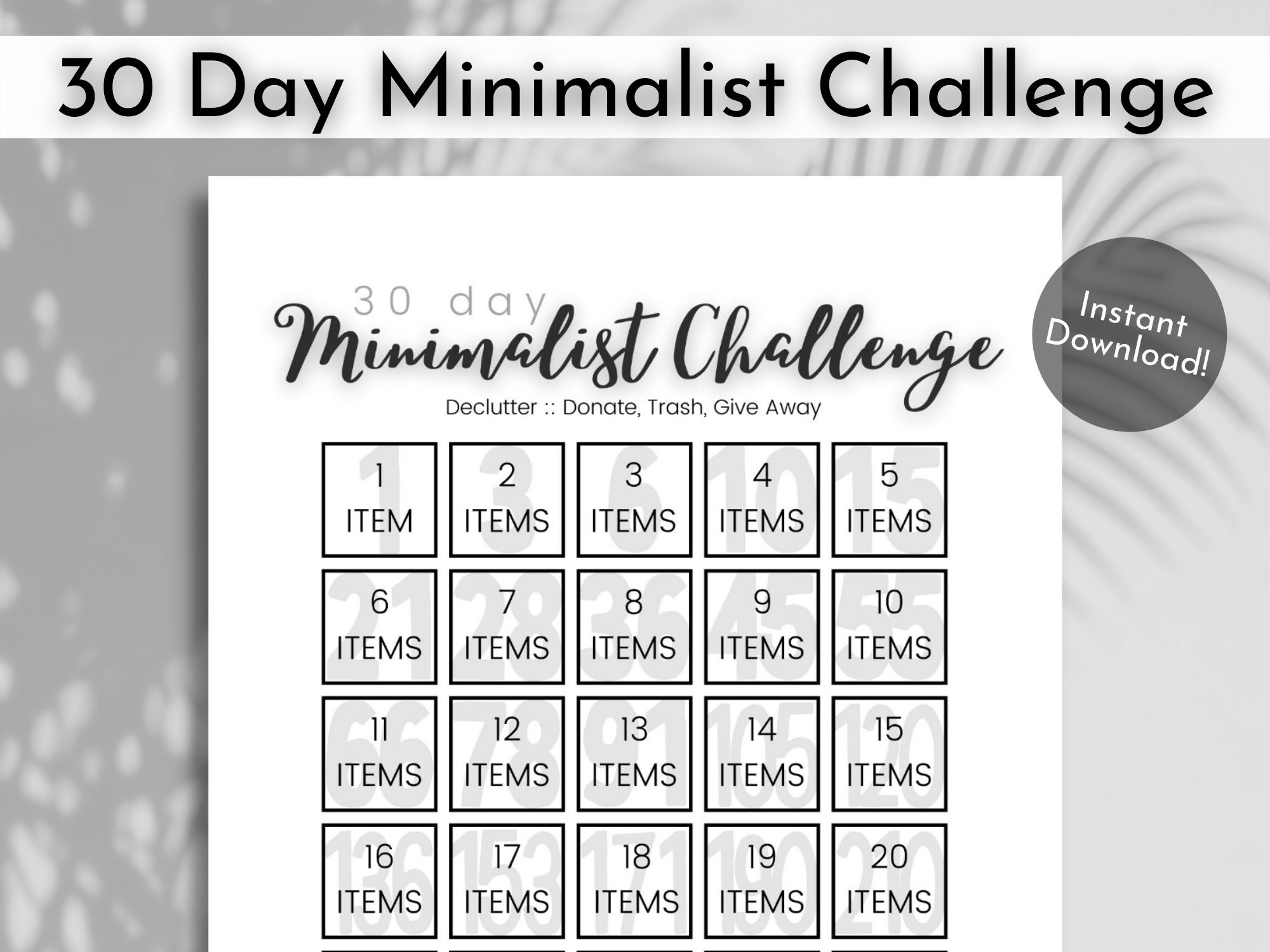 Minimalist Challenge 30 Day Challenge Instant Digital - Etsy UK