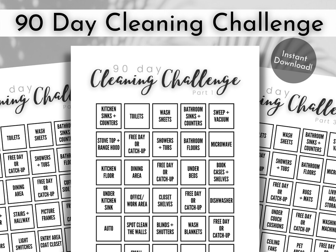 Cleaning Challenge 90 Day Challenge Instant Digital Download Etsy