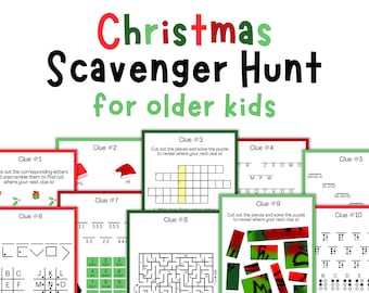 Christmas Indoor Scavenger Hunt for Older Kids Teens (Printable)