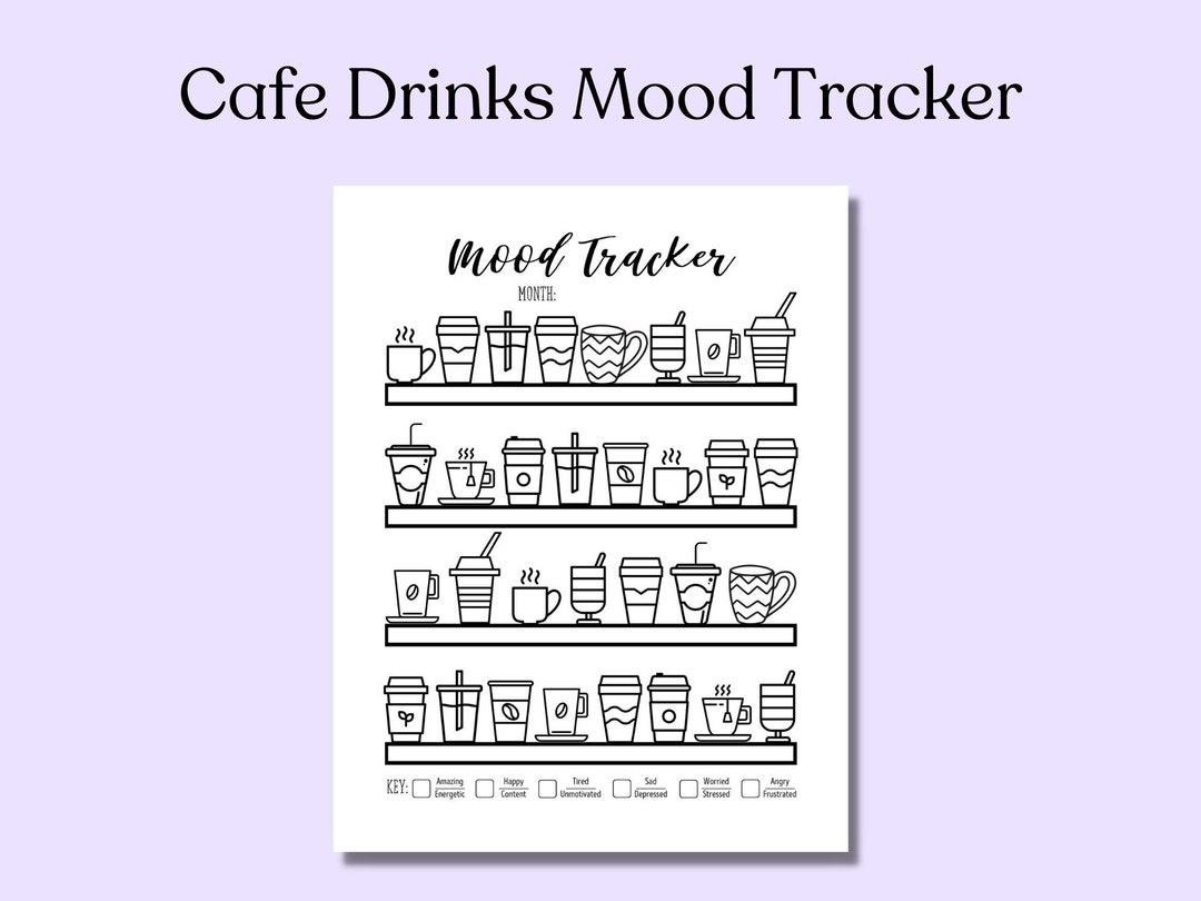Cafe Drinks Mood Tracker, Printable Mood Tracker, Instant Digital ...