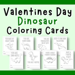 Cartões de colorir de dinossauros para o Dia dos Namorados, cartões para imprimir para o Dia dos Namorados, cartões para crianças para o Dia dos Namorados, cartões para colorir para imprimir para o Dia dos Namorados