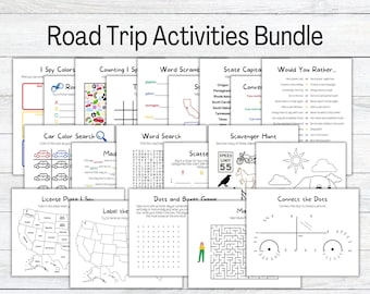 Road Trip Kid Games Bundle: Travel Activity Kit (Printable PDF Digital Download)