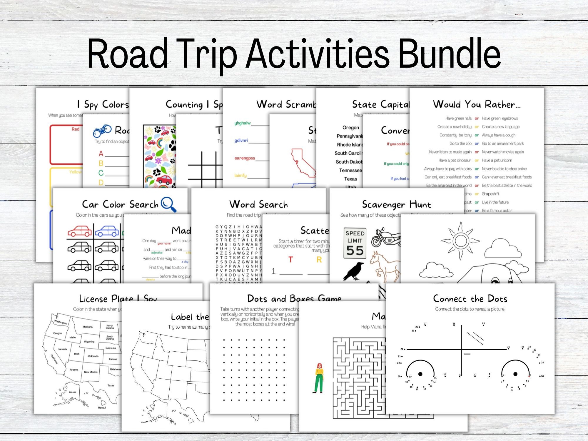 20+ Free Printable Road Trip Activities and Games for Kids