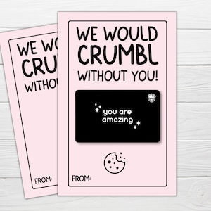 Portatarjetas de regalo imprimible con forma de galletas Crumbl, regalo de agradecimiento para maestros, regalo para maestros, agradecimiento para maestros, cumpleaños para maestros