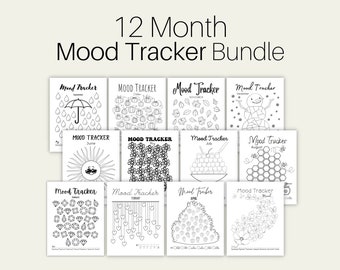 12 Month Mood Tracker Bundle, Printable Mood Trackers, Instant Digital Download